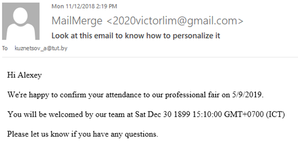 Personalize email result
